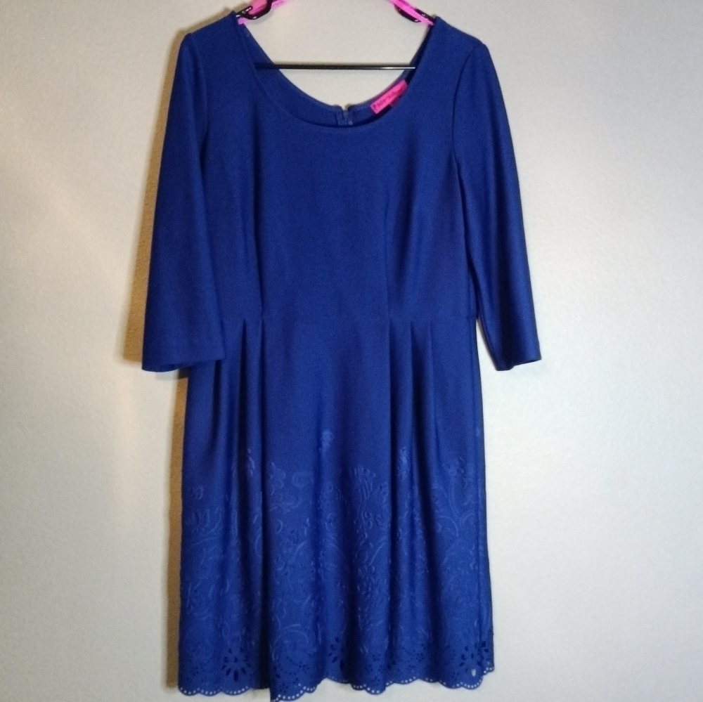 🦋 Betsey Johnson Blue Embossed Dress Size 12